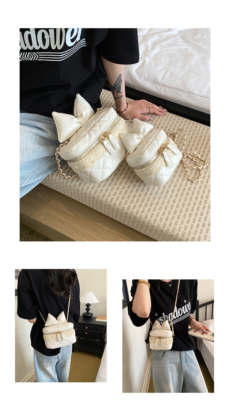 Sac Vanity Nœud™ – Cuir Matelassé & Chaîne Dorée