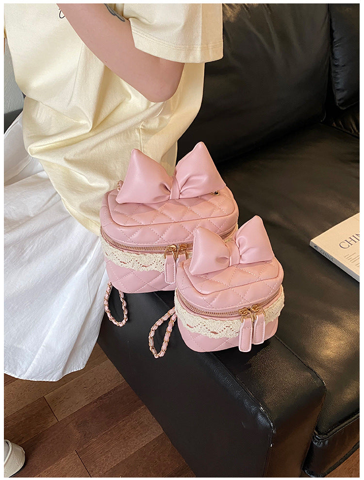 Sac Vanity Nœud™ – Cuir Matelassé & Chaîne Dorée