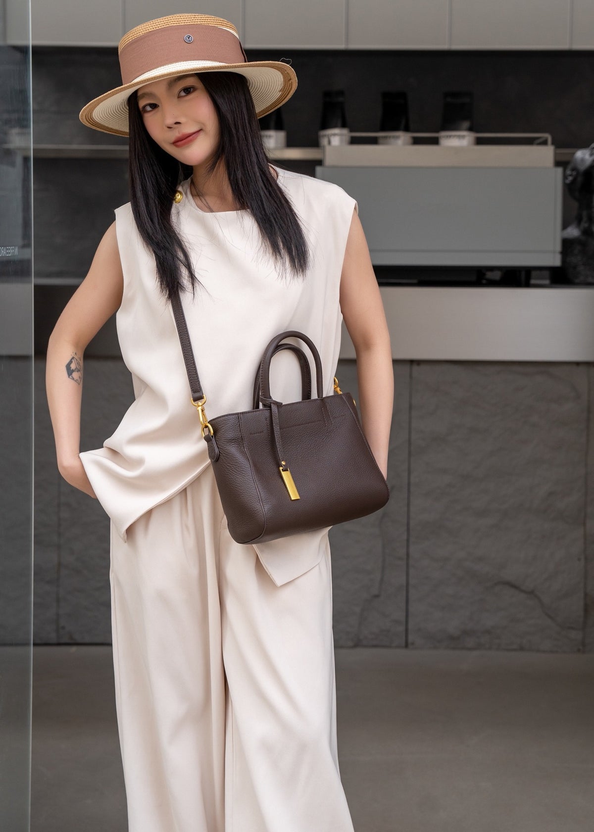 Sac Cabas Éléganza™ – Cuir Véritable & Minimalisme Urbain