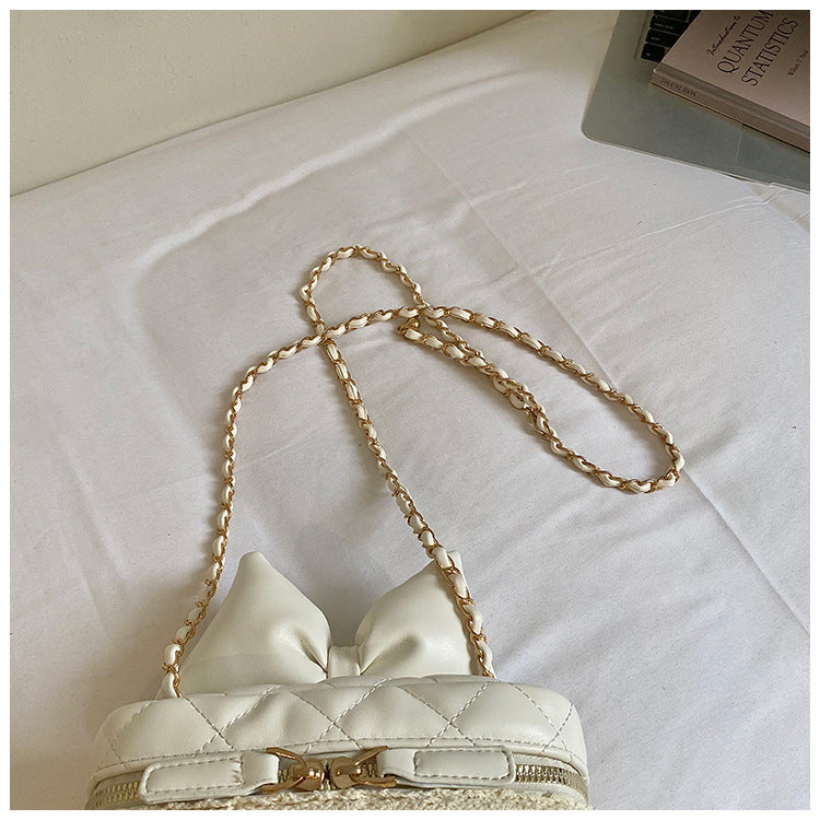 Sac Vanity Nœud™ – Cuir Matelassé & Chaîne Dorée