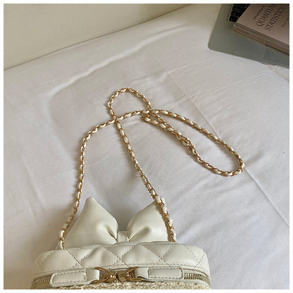 Sac Vanity Nœud™ – Cuir Matelassé & Chaîne Dorée