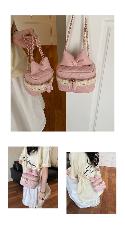 Sac Vanity Nœud™ – Cuir Matelassé & Chaîne Dorée