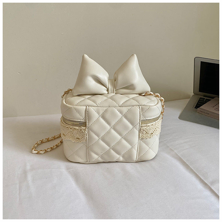 Sac Vanity Nœud™ – Cuir Matelassé & Chaîne Dorée