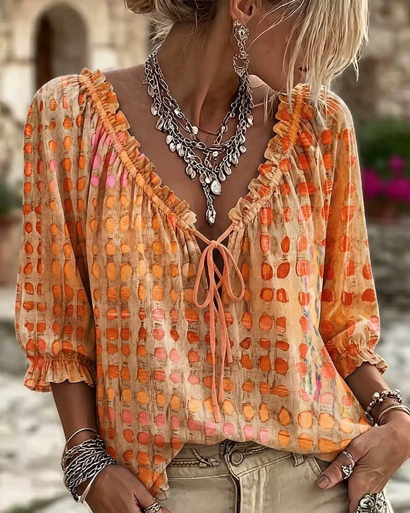 Blouse Bohème Chic à Imprimé Artistique™
