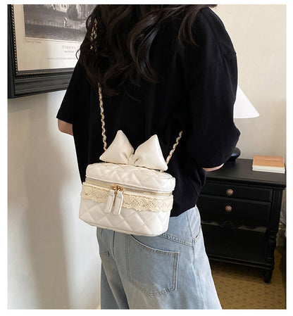 Sac Vanity Nœud™ – Cuir Matelassé & Chaîne Dorée