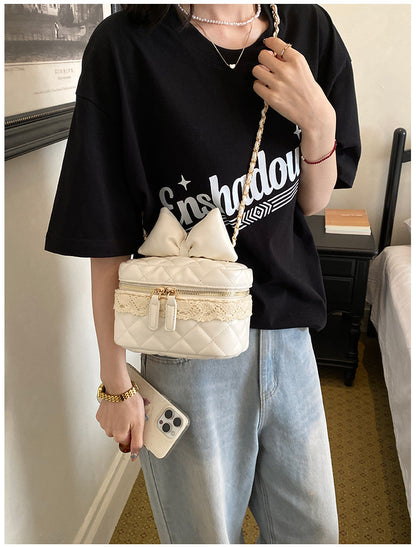 Sac Vanity Nœud™ – Cuir Matelassé & Chaîne Dorée