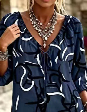 Blouse Bohème Chic à Imprimé Artistique™