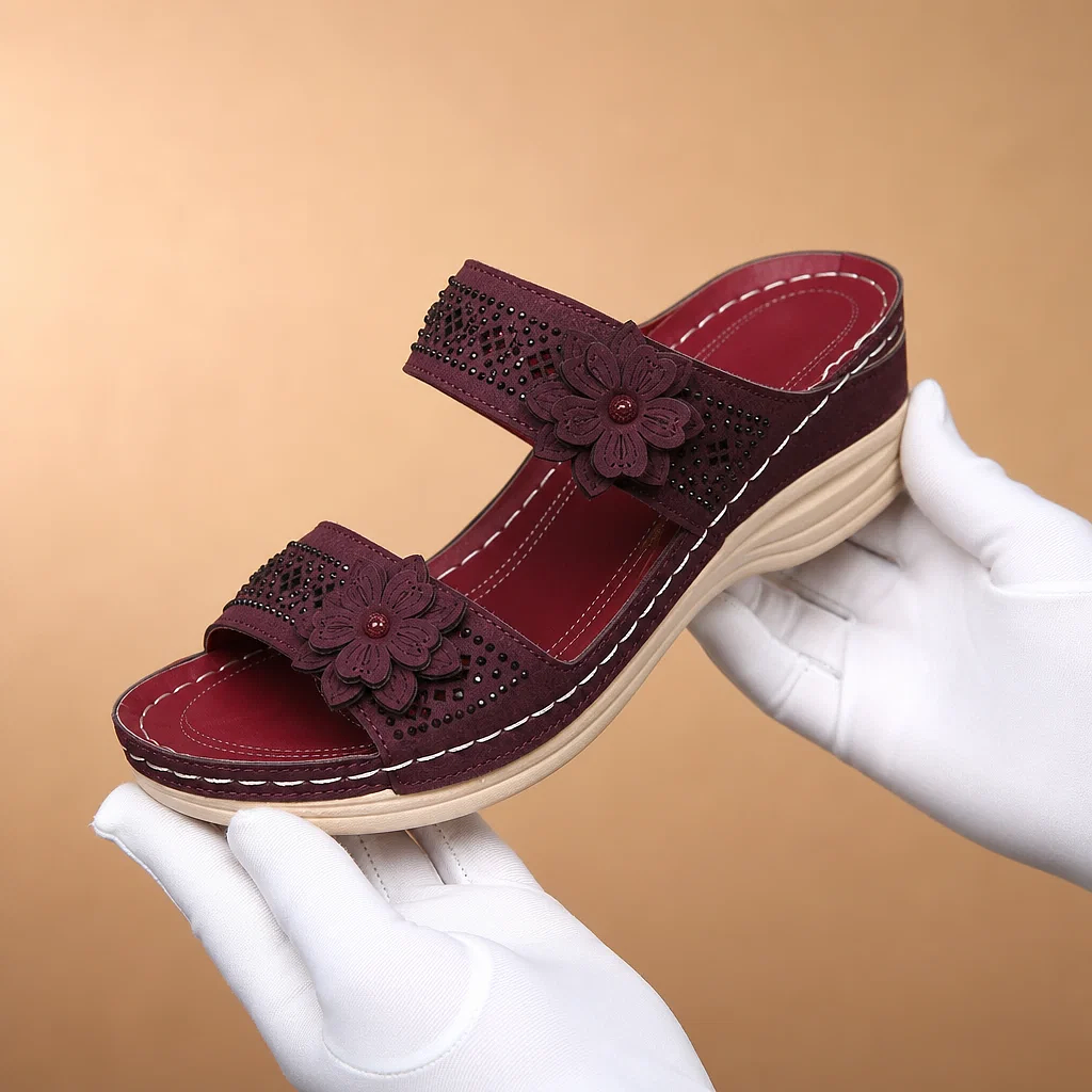 Sandales Élégance Fleurie à Semelle Compensée™