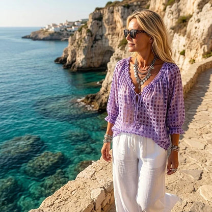 Blouse Bohème Chic à Imprimé Artistique™