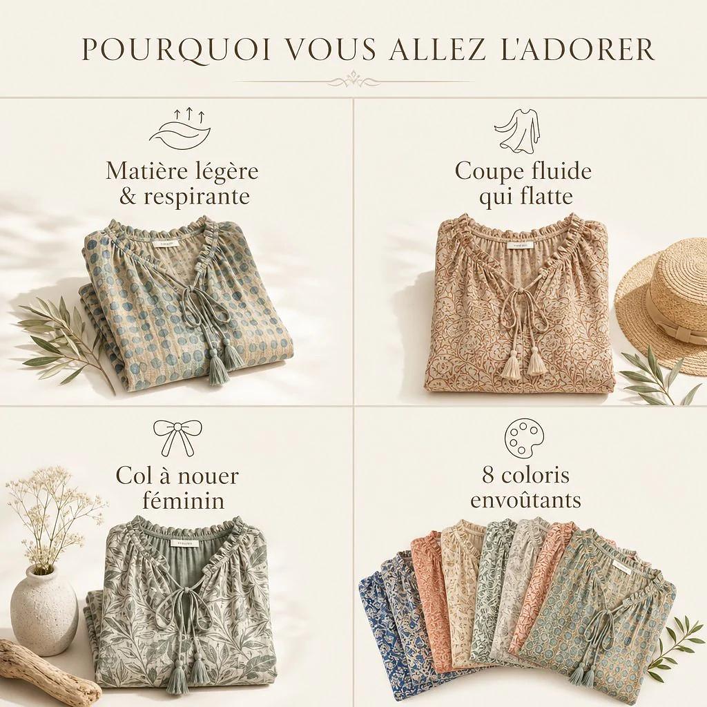 Blouse Bohème Chic à Imprimé Artistique™