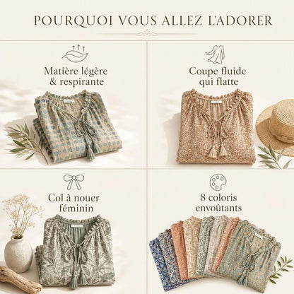 Blouse Bohème Chic à Imprimé Artistique™
