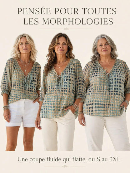 Blouse Bohème Chic à Imprimé Artistique™