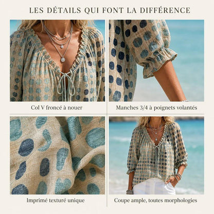 Blouse Bohème Chic à Imprimé Artistique™