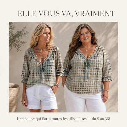 Blouse Bohème Chic à Imprimé Artistique™